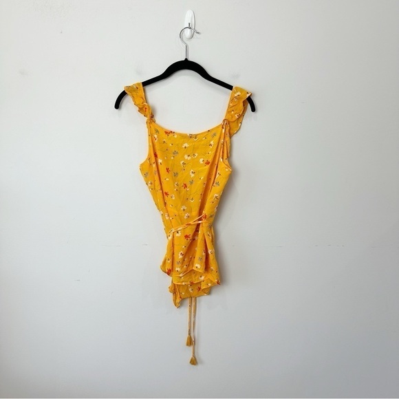 Madewell Silk Wrap Cami Top Painted Carnations Orange Marigold Tangerine - Picture 5 of 10